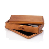 Walnut Solid Top Storage Box - Medium, featuring a stained wooden body, sliding lid, RYOT branding, and magnetic closures for secure, organized storage and sifting.