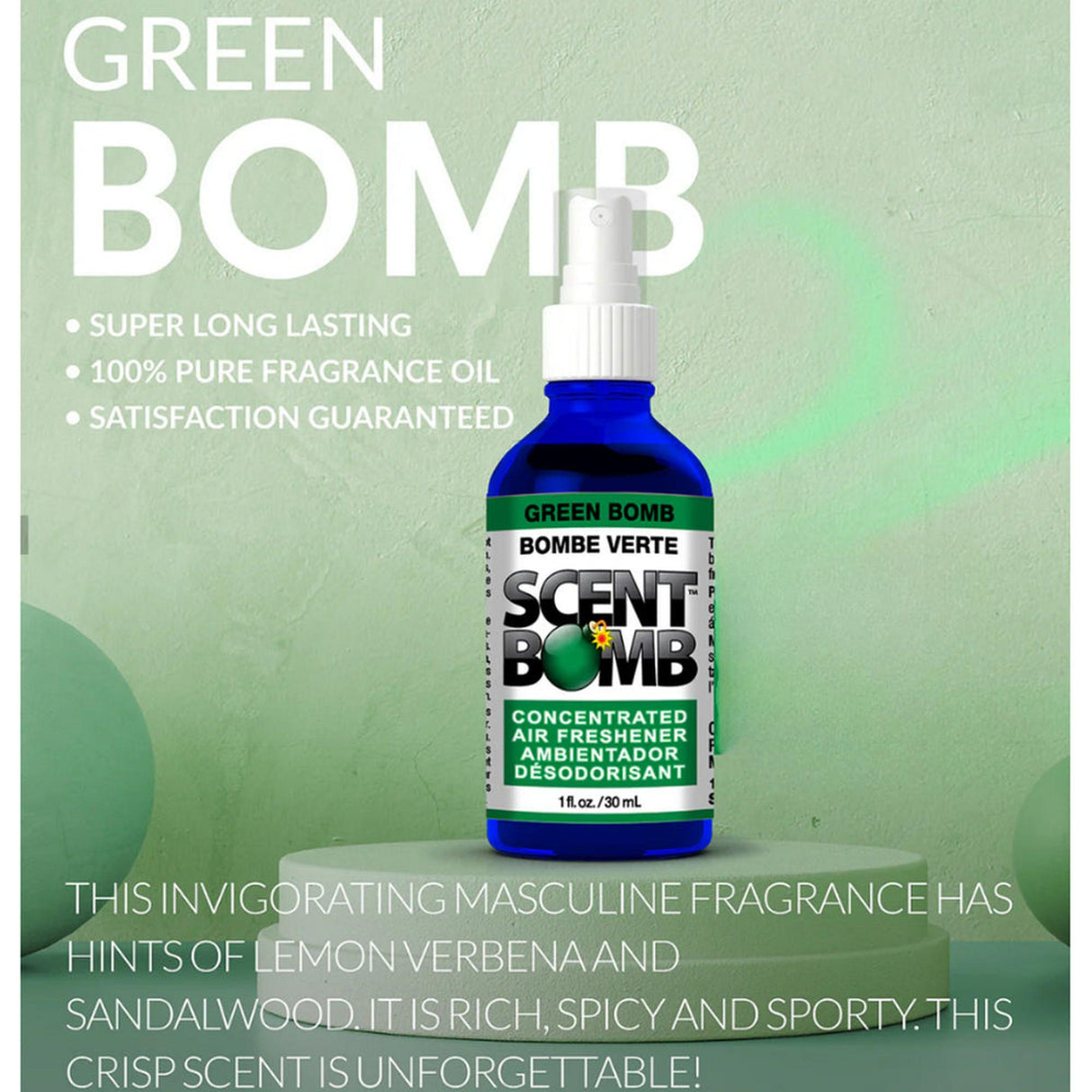 Concentrated Air Freshener - 1 oz bottle with a white label, offering a long-lasting, pure fragrance without alcohol or enhancers for refreshing spaces.