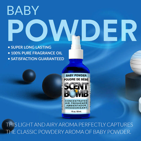 Concentrated Air Freshener - 1 oz bottle featuring a white label with black text, designed for a long-lasting, pure fragrance experience without alcohol or enhancers.