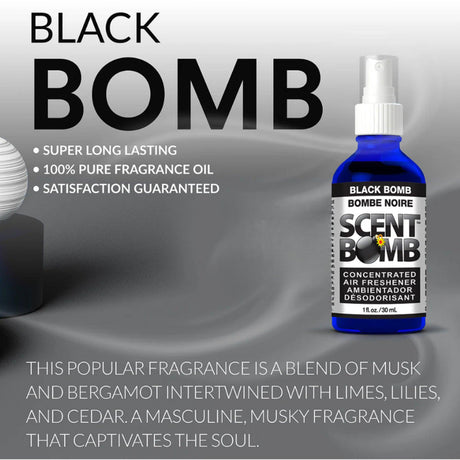 Concentrated Air Freshener - 1 oz: Blue bottle with white and black labels, offering a long-lasting, pure scent without alcohol or enhancers.