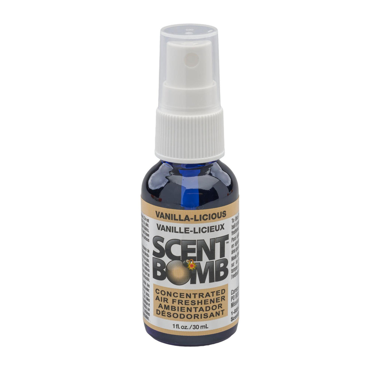 Concentrated Air Freshener - 1 oz bottle with white sprayer, featuring Scent Bomb's pure fragrance oil for long-lasting, irritation-free scent.