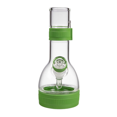 soft glass core bong clear glass with green accents on a white background