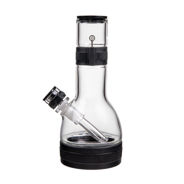 soft glass core bong clear with black accents on a gray background