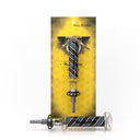 Candy Striped Nectar Collector in retail packaging, featuring a glass tube with titanium tip and flared mouthpiece, designed for convenient concentrate use.