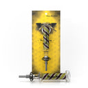 Candy Striped Nectar Collector, a compact glass accessory with a green and red pattern, displayed with packaging. Includes a 10 mm titanium tip and keck clips.
