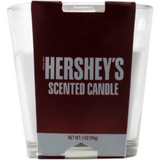 Hershey’s Chocolate Scented Candle in a 3oz glass tumbler, featuring a single wick, designed for strong, nostalgic aroma appeal in head shops and dispensaries.