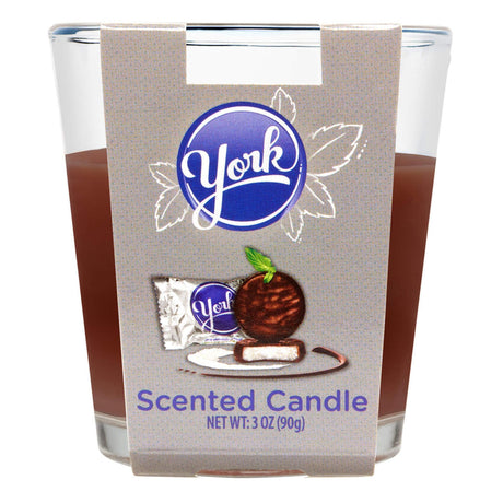 Scented Candle - York Peppermint Patty in a glass tumbler, showcasing a mint-chocolate fragrance, perfect for impulse purchases in dispensaries and head shops.