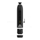 AEROLITH Dry Flower Vaporizer, a sleek black device with a yellow stripe, featuring one-button operation and LED heat indicators for easy use.