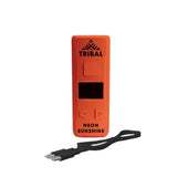 Pro Digital 510 Battery - Neon Sunshine, an orange electronic vape device with a black cord, OLED display, Type-C port, and adjustable voltage feature.