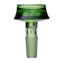Cauldron Flower Bowl - 10mm, a green-tinted glass adapter for water pipes, features a flared top, reinforced neck, and a 10mm ground-glass joint for universal use.