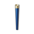 Vessel Cone One Hitter features a metallic-blue, tapered cylindrical body with a gold top band engraved “VESSL,” designed for enhanced airflow and cooling.