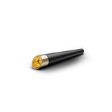 Vessel Cone One Hitter: Matte black, pen-shaped dry herb pipe with metallic gold tip, featuring a sleek ergonomic design for enhanced airflow and cooling.