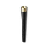 Vessel Cone One Hitter: A sleek, black tapered pipe with a gold-plated bowl engraved with VESSEL, offering ergonomic design and enhanced airflow for dry herb use.