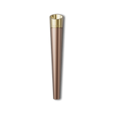 Vessel Cone One Hitter, a slim, bronzed pen-style vaporizer battery with a gold-tone top, designed for threaded vape cartridges, merging style with functionality.