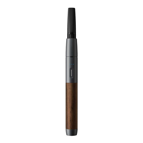 Craftsman 510 Thread Battery - Slate/Walnut: Slim vape pen with a metal top, wood-grain grip, three LEDs, power button, USB charging port, and walnut-slate design.