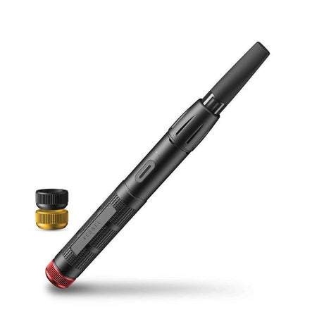 Expedition 510 Thread Battery - Trail Edition - Black, featuring a compact, cylindrical design with a red screw-on cap and nozzle for Presta/Schrader valves.