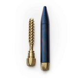 Helix Premium One Hitter with spiral metal mouthpiece and matching screw-top storage tube for compact transport, designed for enhanced airflow and cooling.