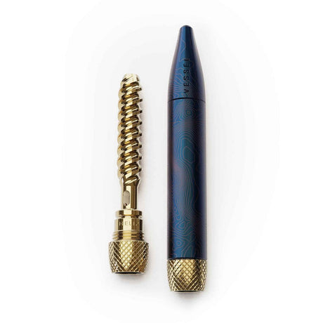 Helix Premium One Hitter with spiral metal mouthpiece and matching screw-top storage tube for compact transport, designed for enhanced airflow and cooling.