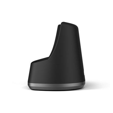 Ridge Charger - Black: A sleek, upright charging dock with a weighted base and metallic accent, designed for Compass Series units. Includes a 1.5m USB to USB-C cable.