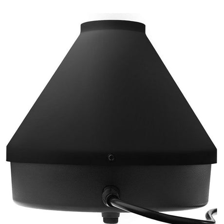 VOLCANO CLASSIC Dry Herb Vaporizer features a black, cone-shaped housing on a rectangular base, resembling an antenna, indicating precision craftsmanship and durability.
