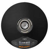 Top view of VOLCANO HYBRID Dry Herb Vaporizer showing circular heating chamber, digital display at 180°C, and control buttons for heat and airflow.