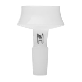 Cauldron Flower Bowl - 10mm: A white glass bowl-style adapter with a tapered male joint, designed for high thermal resistance and universal 10mm compatibility.