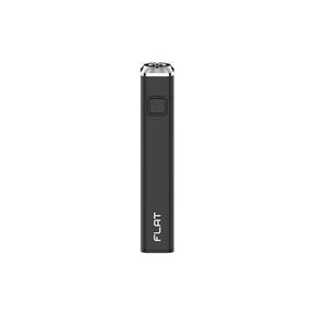 Yocan Flat Edition 510 Thread Battery, a square black vaporizer with silver top, featuring a square power button for voltage settings and USB Type-C charging.