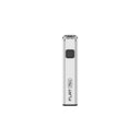 Yocan Flat Mini 510 Battery with square button, silver rectangular design, ideal for portability, featuring a durable aluminum body and rubberized grip.