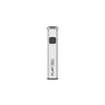Yocan Flat Mini 510 Battery with square button, silver rectangular design, ideal for portability, featuring a durable aluminum body and rubberized grip.