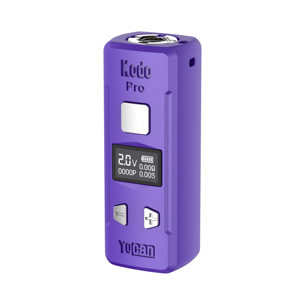 Kodo Pro Digital 510 Battery: Compact vape mod with OLED display, large firing button, adjustment buttons, and 510 connector for atomizer/cartridge.
