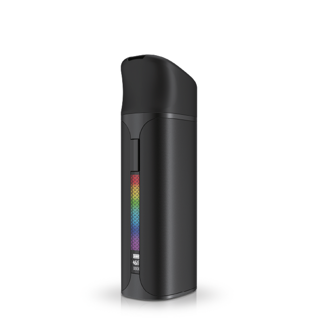 Yocan Pocket Concentrate Vaporizer - Black, featuring a compact cylinder design with rainbow label, showcasing advanced Cloud³ chamber and OLED screen for precision vaping.