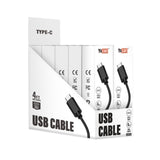 USB Type-C Cable - Carton of 10: Display box with 10 black, 4ft Yocan USB-C cables, each boxed, labeled “USB CABLE” and “TYPE-C,” for fast charging.