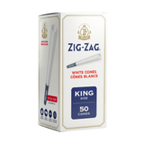Zig-Zag Mini Bulk White King Cones - 50 pack